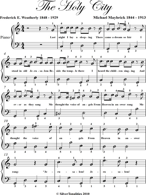 Title details for The Holy City Easy Piano Sheet Music by Fred Weatherly - Wait list